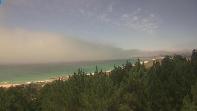 Niebla en Corrubedo este domingo.