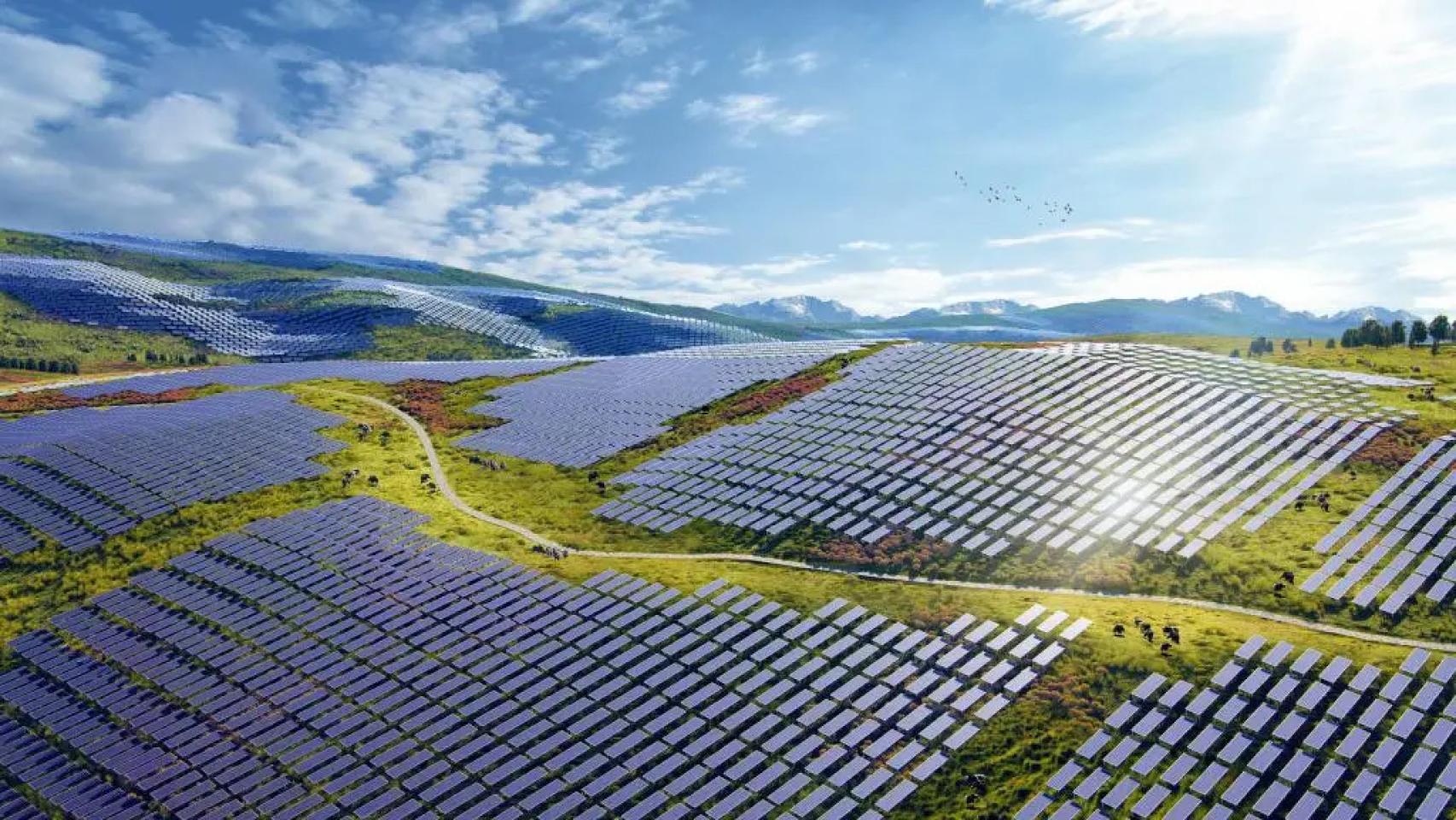 Render de paneles solares de Kola