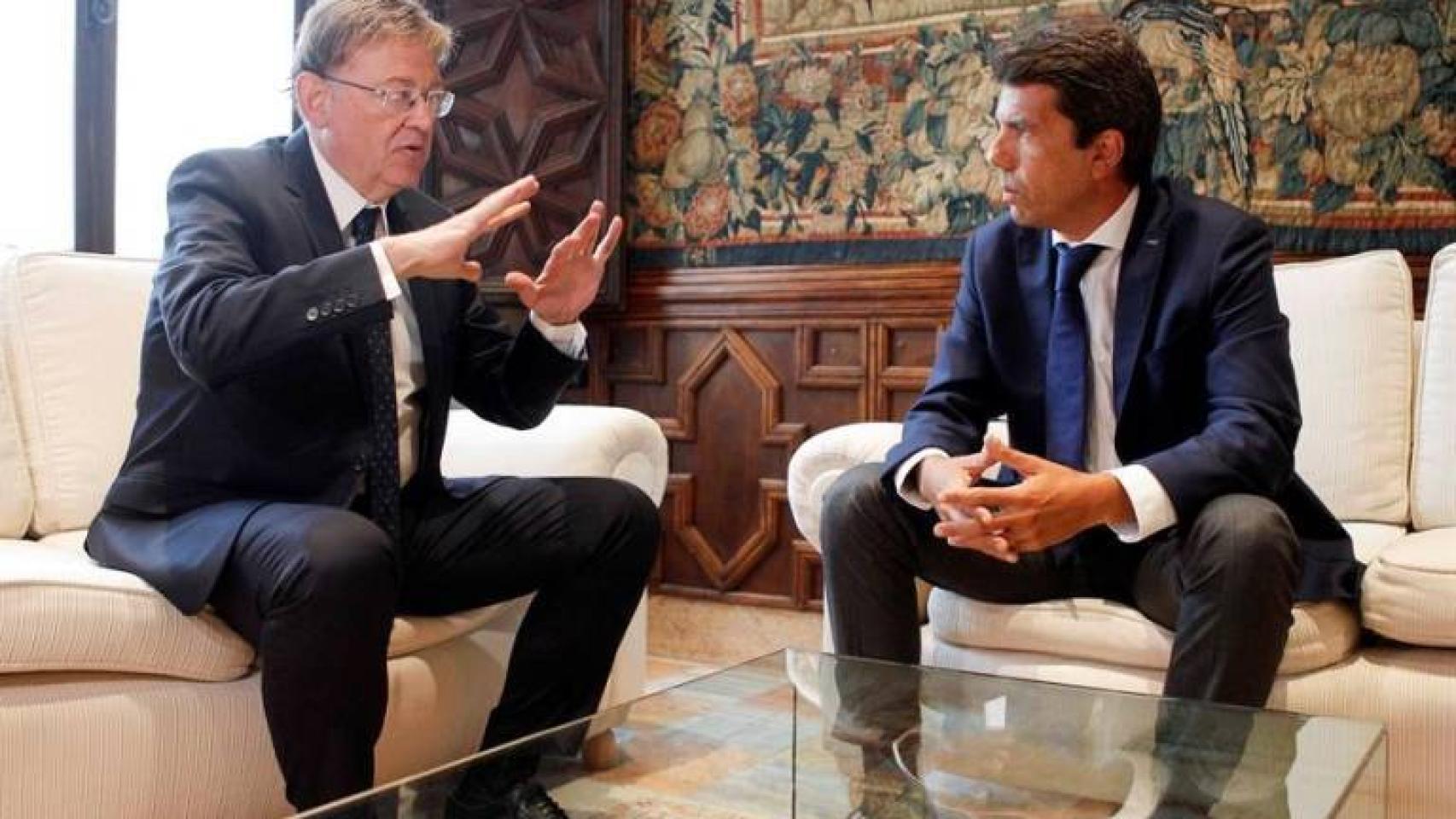 Carlos Mazón y Ximo Puig, en la última reunión que mantuvieron en el Palau.