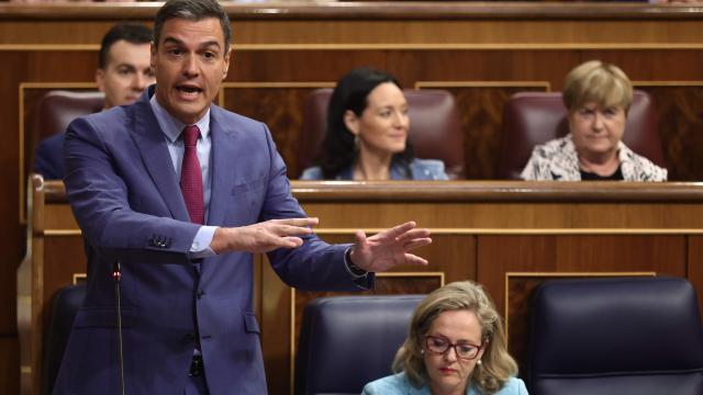El presidente del Gobierno, Pedro Sánchez,  en el Congreso.