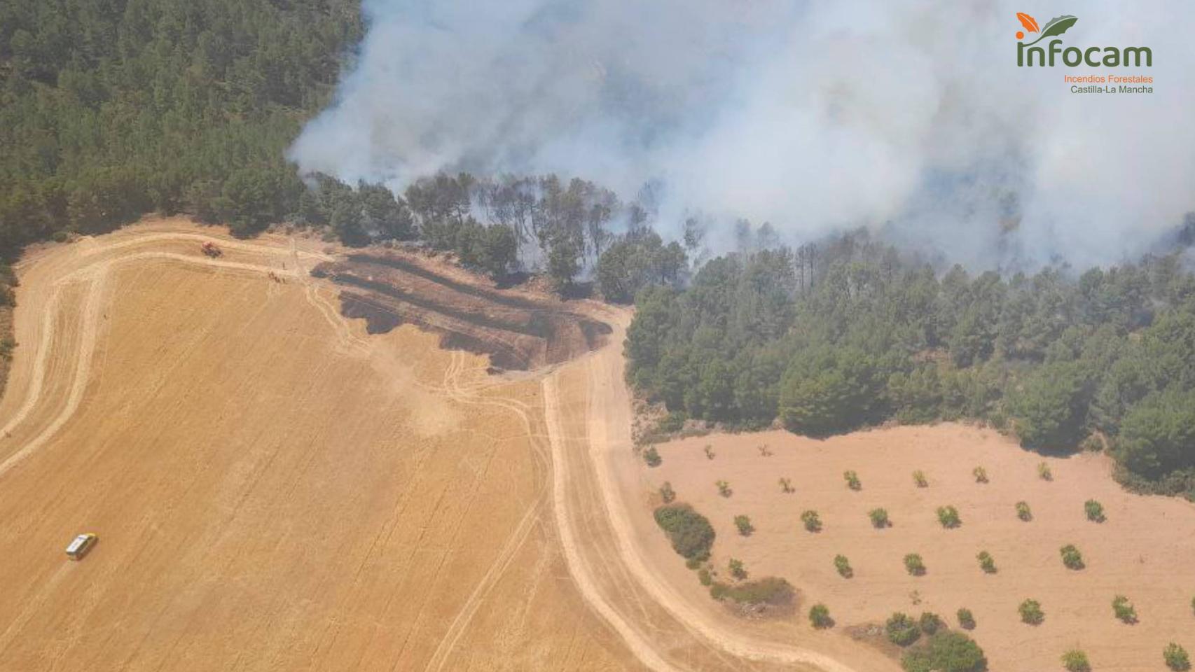 Incendio en Narboneta (Cuenca). Foto: Infocam.