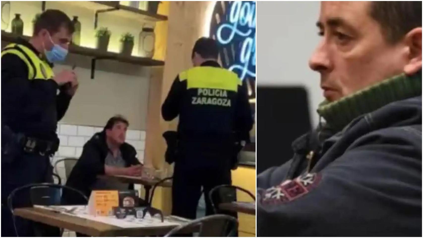 Antonio Miguel Grimal Marco, al ser detenido el pasado domingo en una hamburguesería Goiko en Zaragoza.