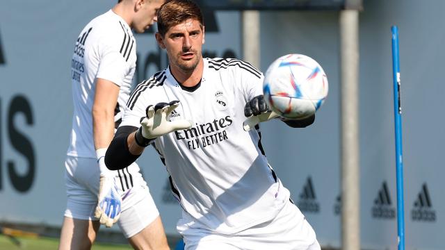Thibaut Courtois, en un entrenamiento del Real Madrid