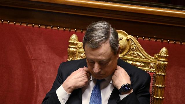 Mario Draghi, primer ministro de Italia, durante una sesión en el Senado transalpino.