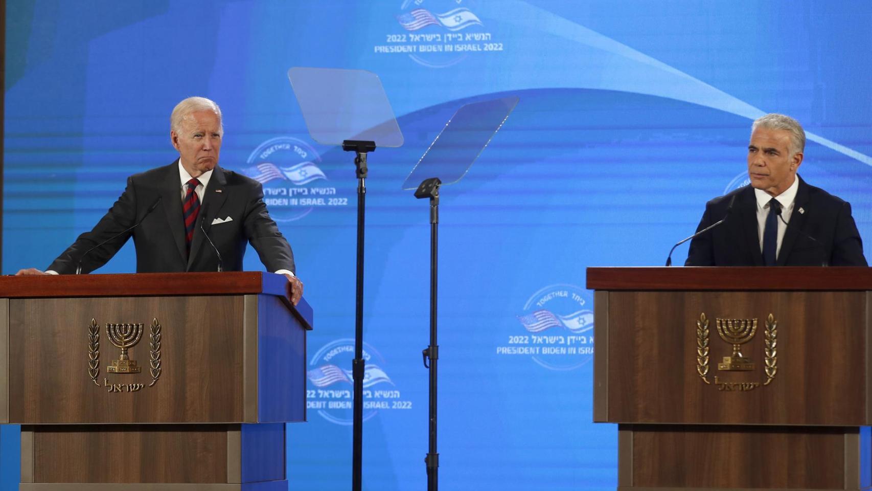 Joe Biden y el primer ministro de Israel, Yair Lapid.