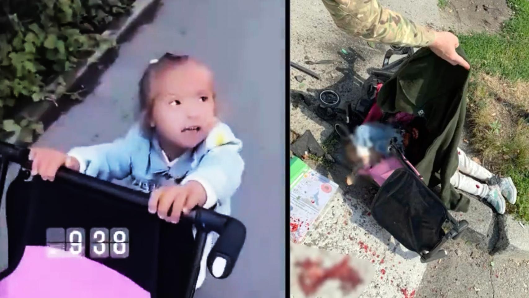 La pequeña Liza y su madre pasean por Vinnytsia antes de ser alcanzadas por los misiles rusos.