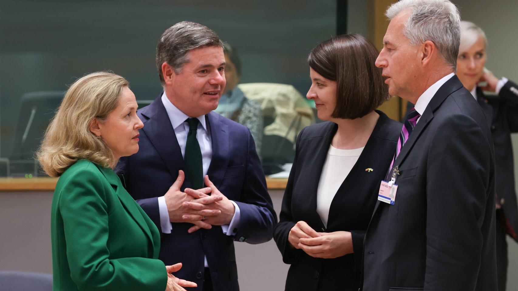 La vicepresidenta Nadia Calviño, durante el último Eurogrupo celebrado el pasado lunes en Bruselas