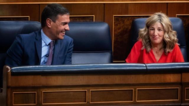 Instante de la conversación entre Sánchez y Díaz.