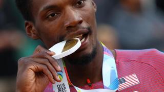 Fred Kerley, después de ganar el oro en el Mundial de Atletismo 2022 en los 100 metros lisos