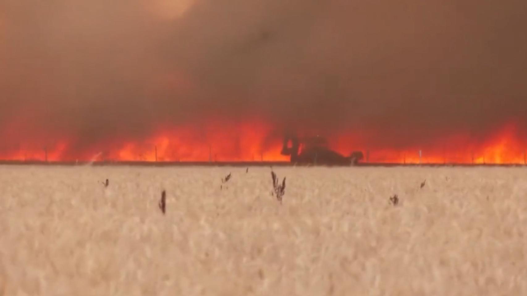 Engullido por las llamas en Tábara: el dramático vídeo del bombero que ha sido ingresado en estado crítico