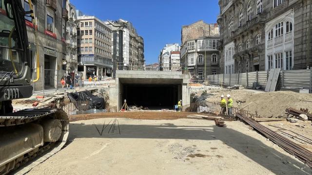 Avance de las obras de la Puerta del Sol a 18 de julio de 2022.
