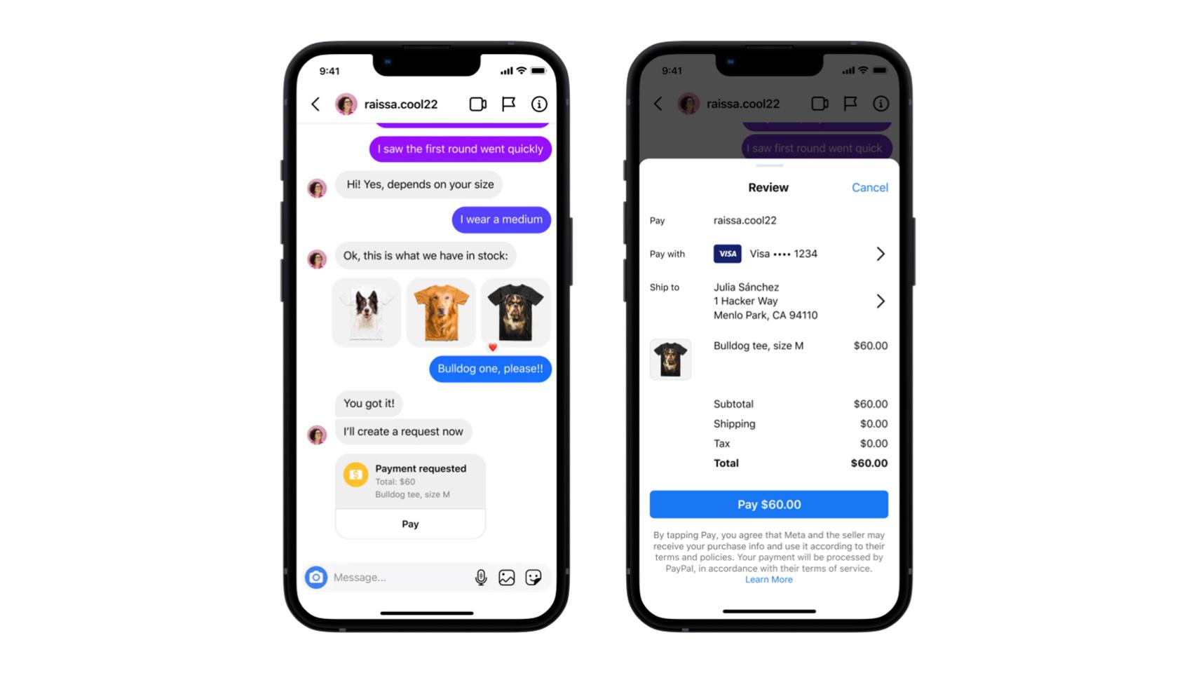 Función de comprar vía DM en Instagram.