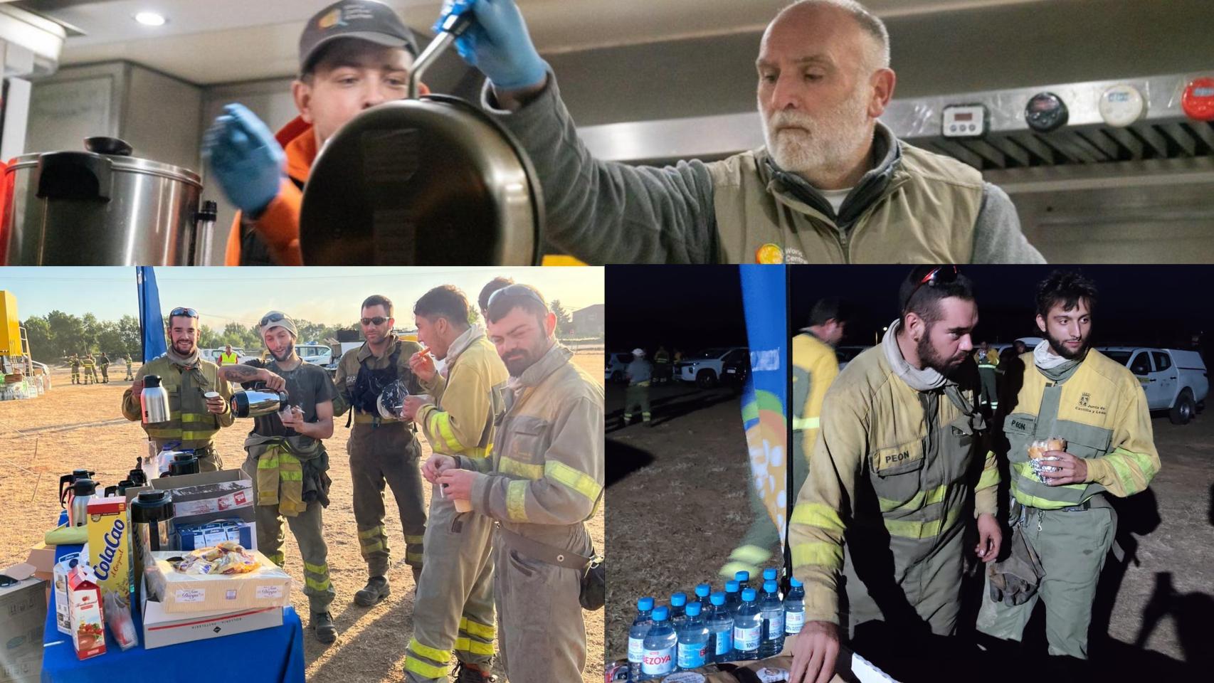 Avituallamiento de la ONG World Central Kitchen de José Andrés para los brigadistas de los incendios de Zamora