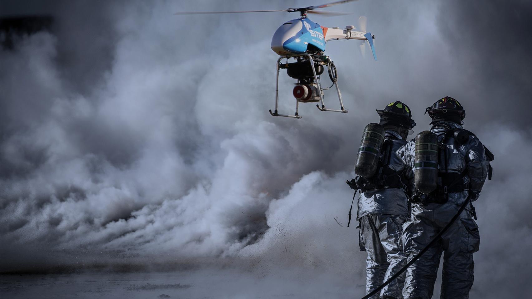 El dron H02  de SITEP puede utilizar sus sensores térmicos para ayudar en la lucha contra incendios