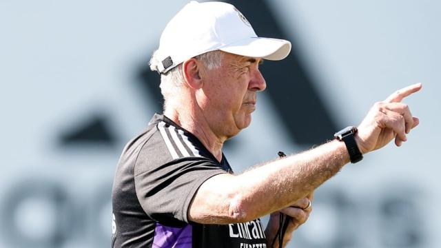 Carlo Ancelotti, en un entrenamiento de pretemporada del Real Madrid