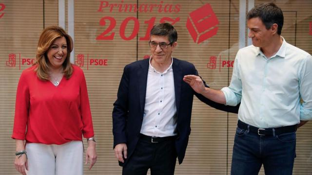 Pedro Sánchez, junto a Patxi López cuando éste era su rival en las primarias.