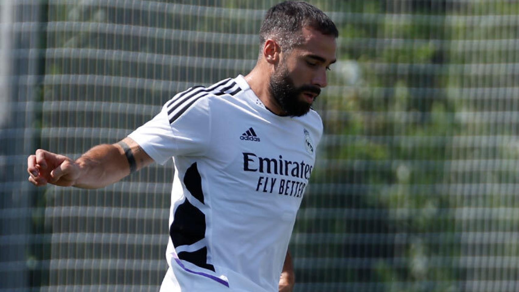 Dani Carvajal, en un entrenamiento del Real Madrid de pretemporada