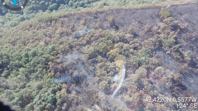 Incendio en Montes de Valdueza, en la provincia de León