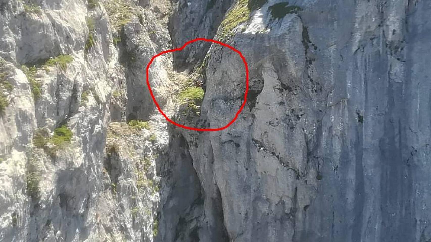 Zona exacta del rescate del montañero en Posada de Valdeón