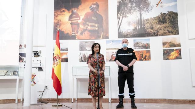 Robles, esta mañana en la Base Aérea de Torrejón de Ardoz.