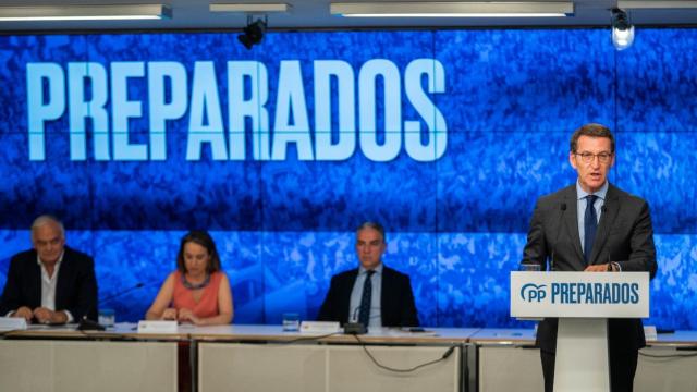 Feijóo este martes en Madrid, en el Comité Ejecutivo Nacional celebrado en la sede del PP