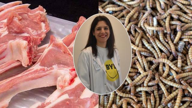 Naiara Carretero en la imagen con gusanos y chuletas