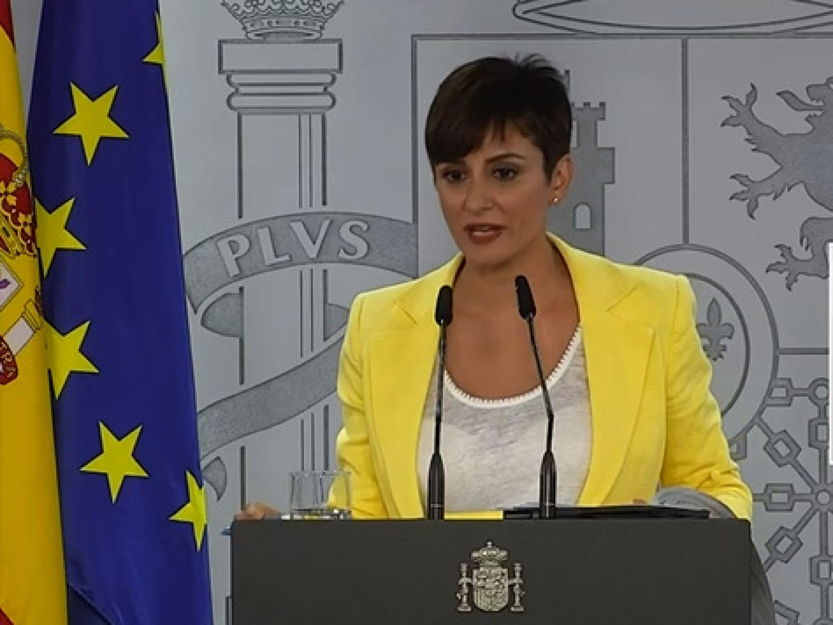 La ministra portavoz del Gobierno, Isabel Rodríguez, en su rueda de prensa de este jueves.