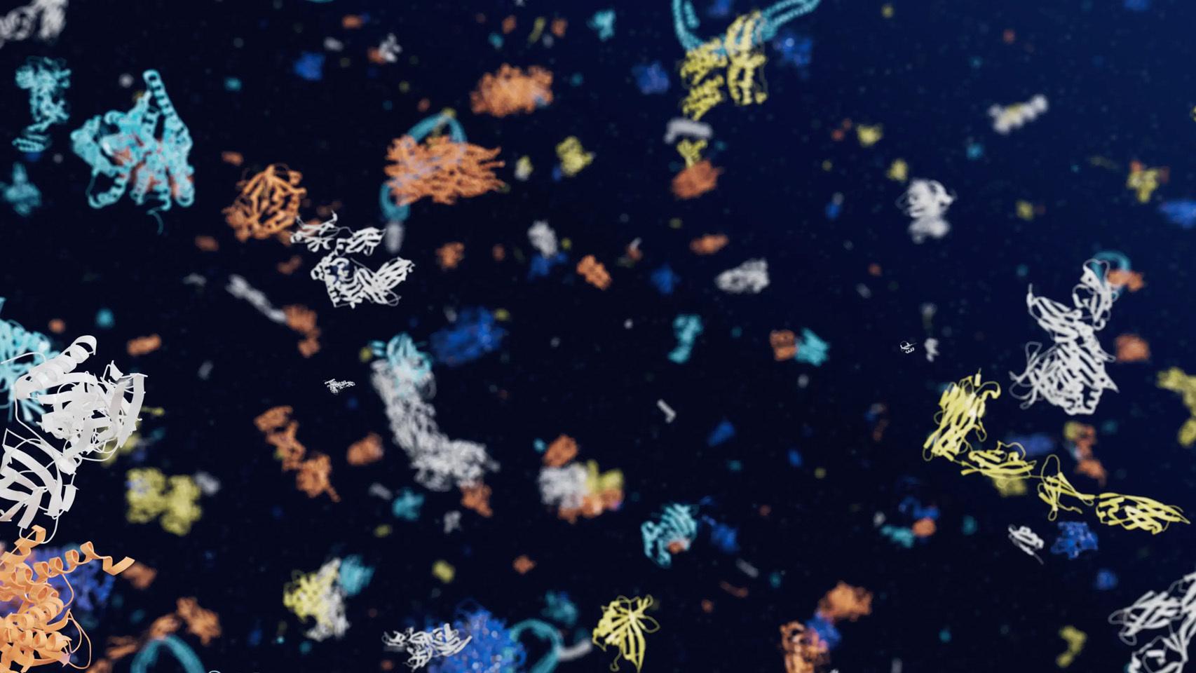 Ilustración de DeepMind representando la complejidad de las estructuras proteicas