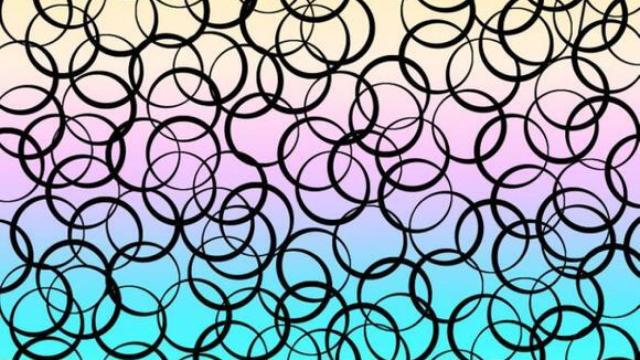 Te retamos hoy a encontrar en este test visual la línea recta entre los círculos.