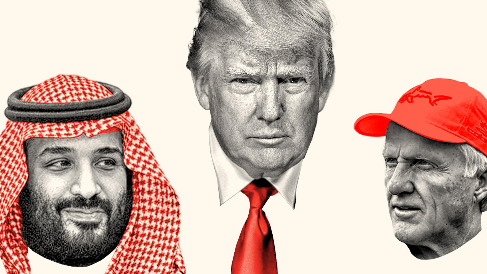 Mohamed bin Salmán, Donald Trump y Greg Norman