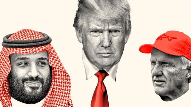 Mohamed bin Salmán, Donald Trump y Greg Norman