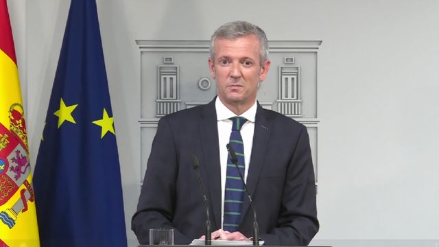 El presidente de la Xunta, Alfonso Rueda, en la rueda de prensa posterior a la reunión con Pedro Sánchez.