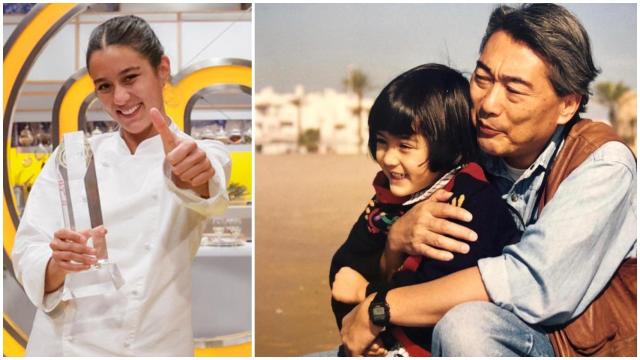De izquierda a derecha: María Lo tras ganar MasterChef y María Lo junto a su padre.