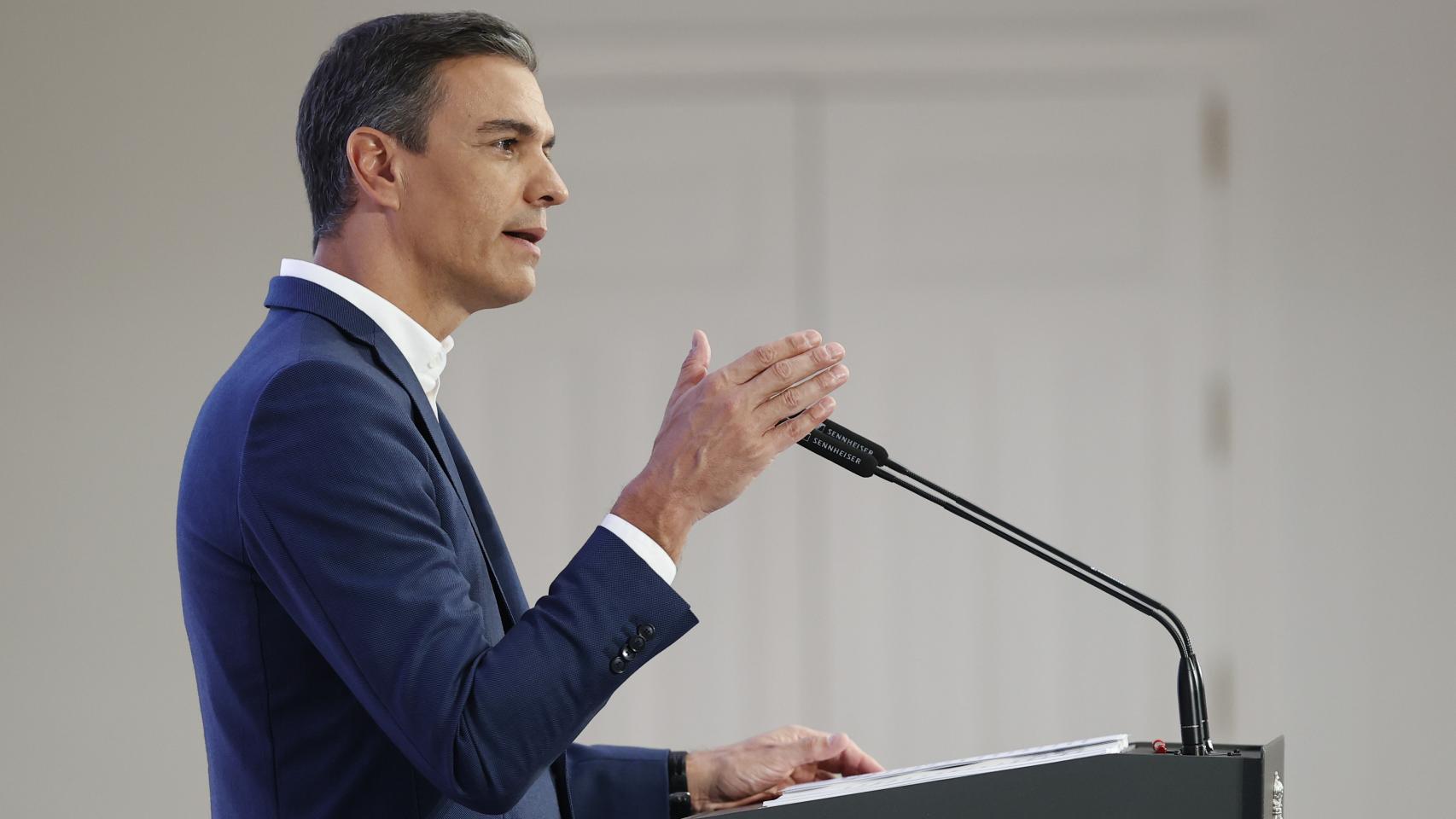 El presidente del Gobierno, Pedro Sánchez, este viernes en el balance del curso político.
