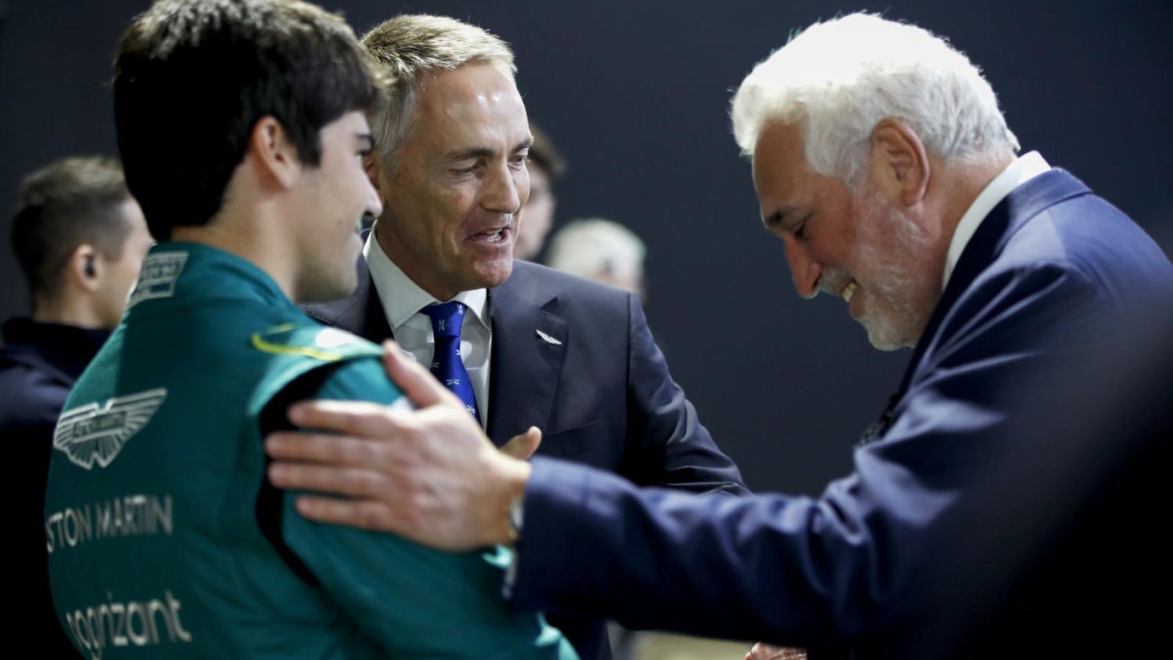 Lance Stroll, Martin Whitmarsh y Lawrence Stroll.