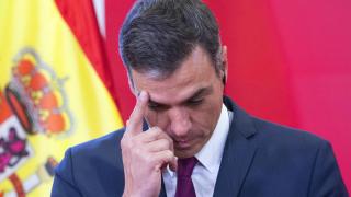 El presidente del Gobierno, Pedro Sánchez, durante la rueda de prensa que ha ofrecido en Skopje.