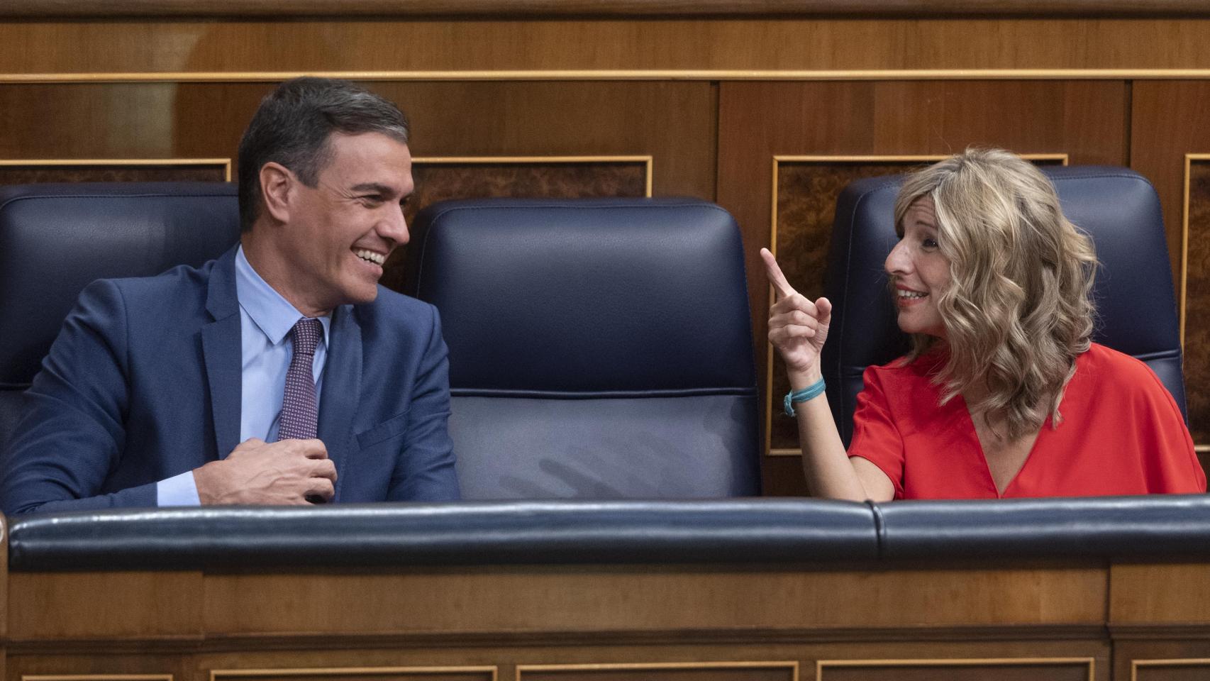 Pedro Sánchez y Yolanda Díaz en el Congreso de los Diputados.