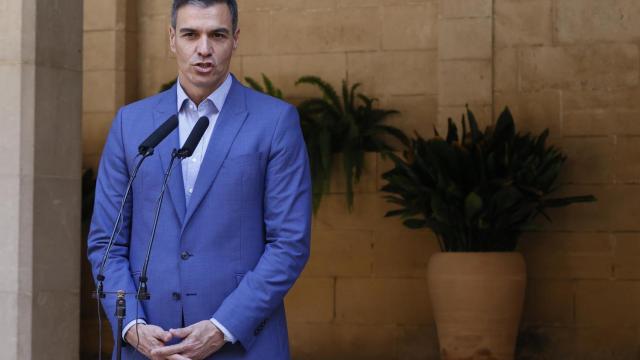 El presidente Pedro Sánchez, este martes en el palacio de Marivent tras su despacho con el Rey Felipe VI.