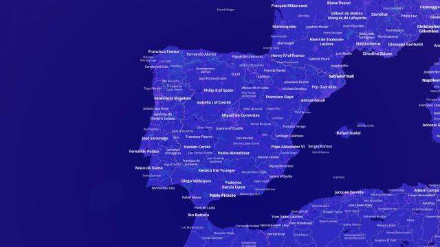 España en el mapa 'Notable People'.