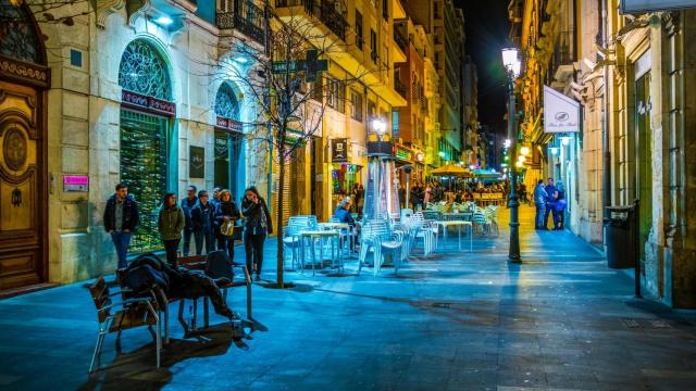 Calle Castaños de Alicante, una de las zonas de ocio más concurridas de la ciudad.