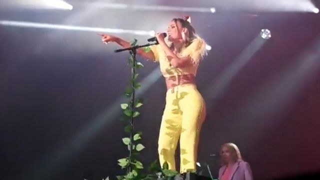 Edurne durante su concierto en las Fiestas de María Pita de A Coruña.