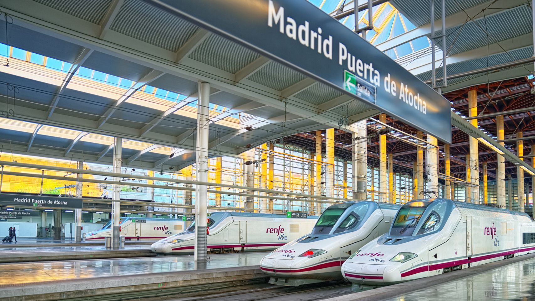 Llegada del AVE a la estación Puerta de Atocha.