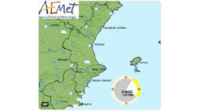 Previsión metereológica para hoy en la Comunidad Valenciana.