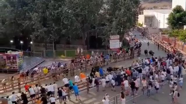 Encierro en Íscar con un corneado