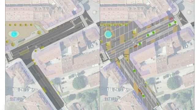 Infografía de la futura peatonalización del centro de Bertamiráns