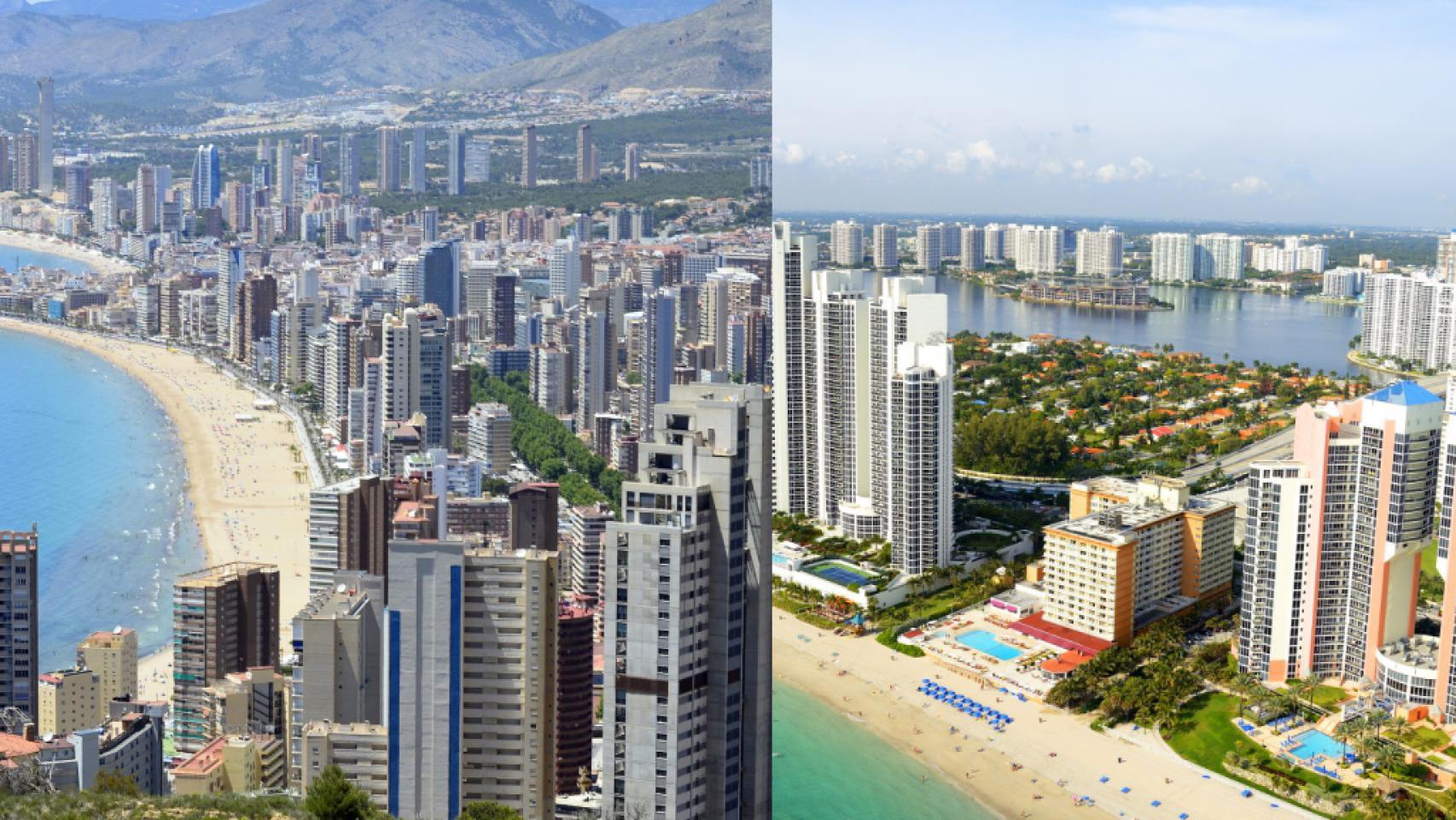 Skyline de Benidorm y el de Miami.