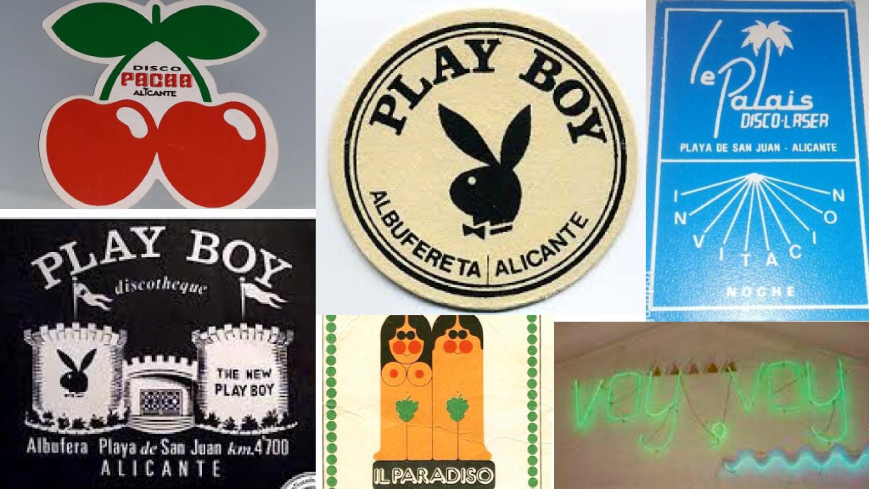 Algunos de los flyers de los 80 y 90 de las discotecas y pubs de la playa de San Juan.