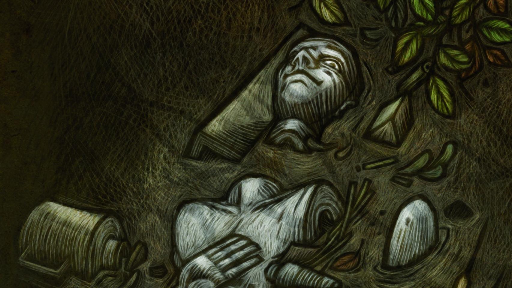 Detalle de la ilustración de Tomás Hijo para la portada de 'La noche de los maniquís', de Stephen Graham Jones