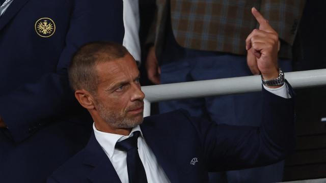 Aleksander Ceferin, presidente de la UEFA, durante la Supercopa de Europa 2022