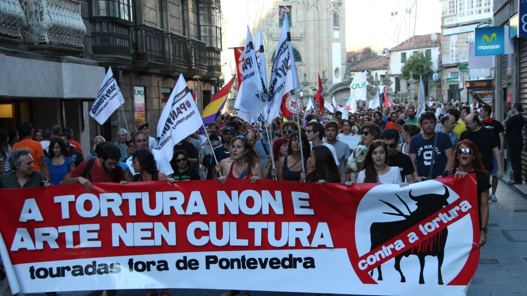 Imagen de archivo de una manifestación antitaurina en Pontevedra.